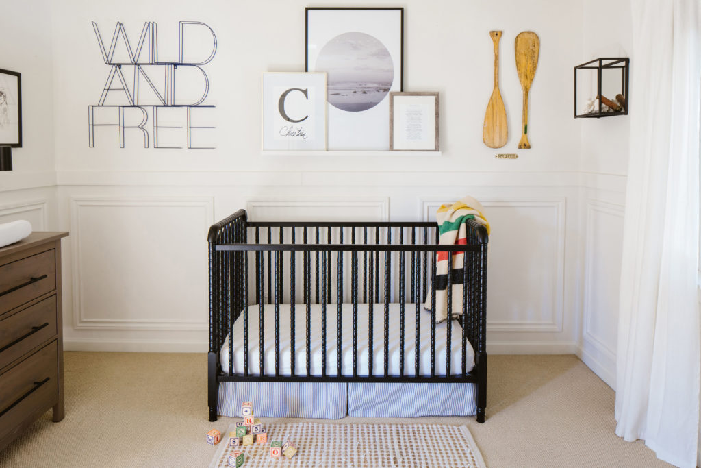 Neutral Nursery with Black crib