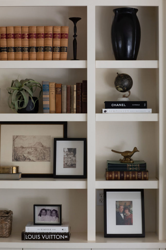 styled shelving in white built-ins